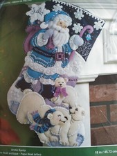 Rare Bucilla Christmas Felt Stocking Kit ARCTIC SANTA sealed