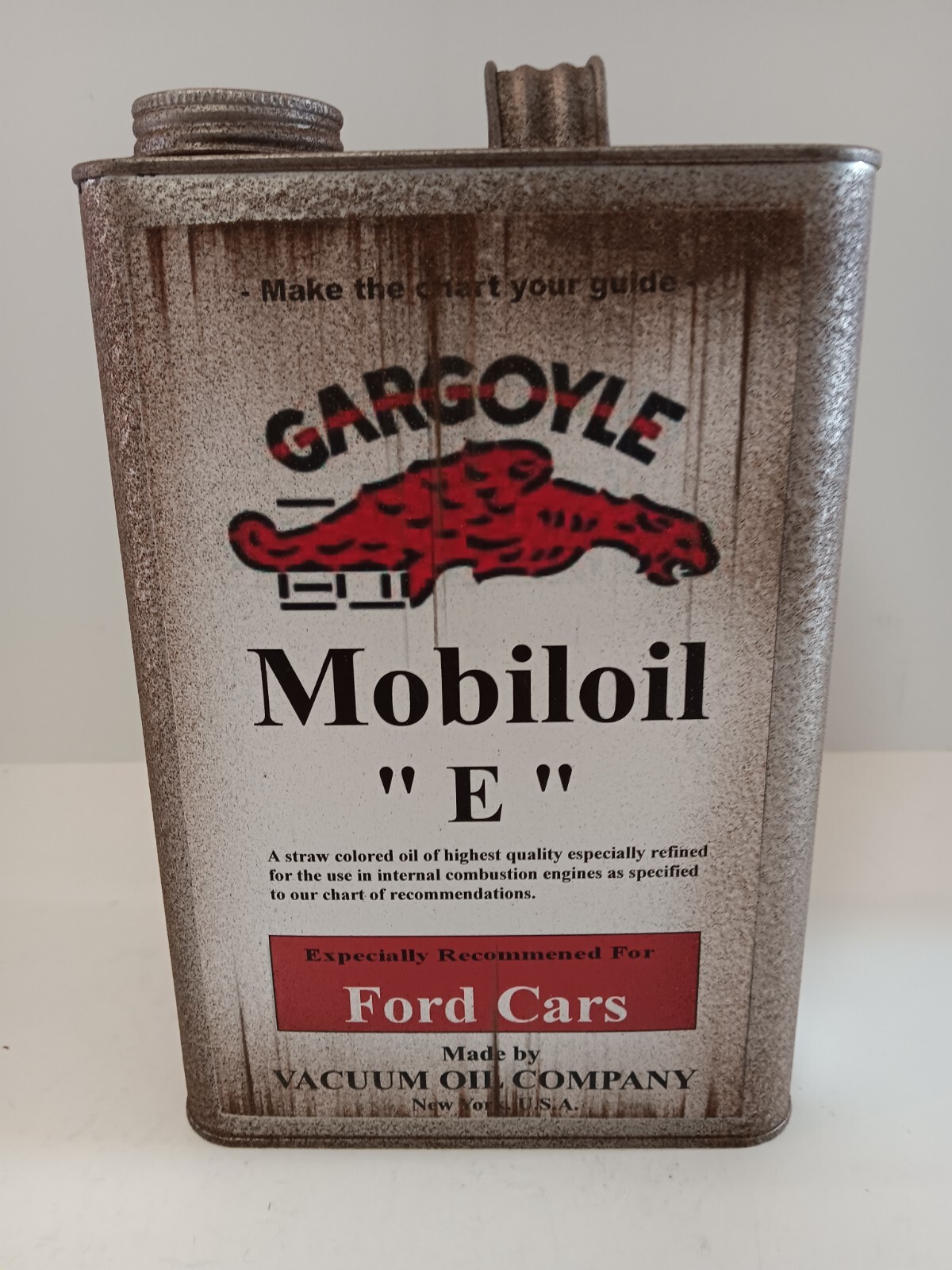 Rusty Mobiloil Gargoyle Motor Oil Can 1 Gallon FStyle ( Collectible