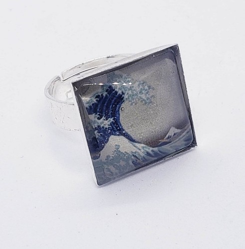 Handmade THE GREAT WAVE OF KANAGAWA RING UNIQUE ocean GIFT BOXED sea HOKUSAI - Picture 3 of 3