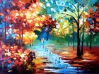 Wall Decor Oil Paint Park Scene Printed Canvas Wall Art Stretched On Solid Frame