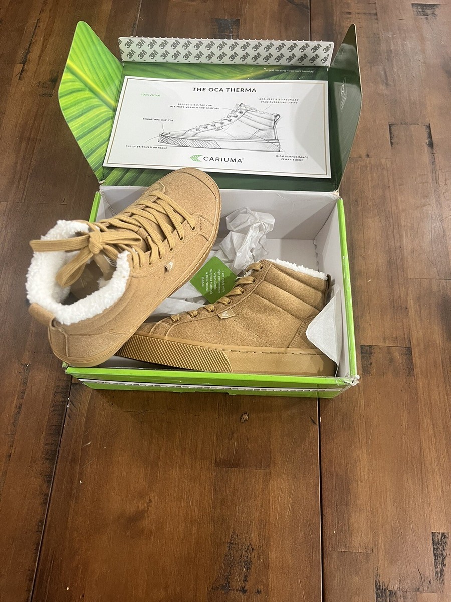 Cariuma Womens OCA High Therma Camel Vegan Suede Sneakers Boot  BRAZIL