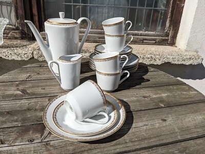 Kahla Porzellan Kaffeegeschirr mit Golddekor