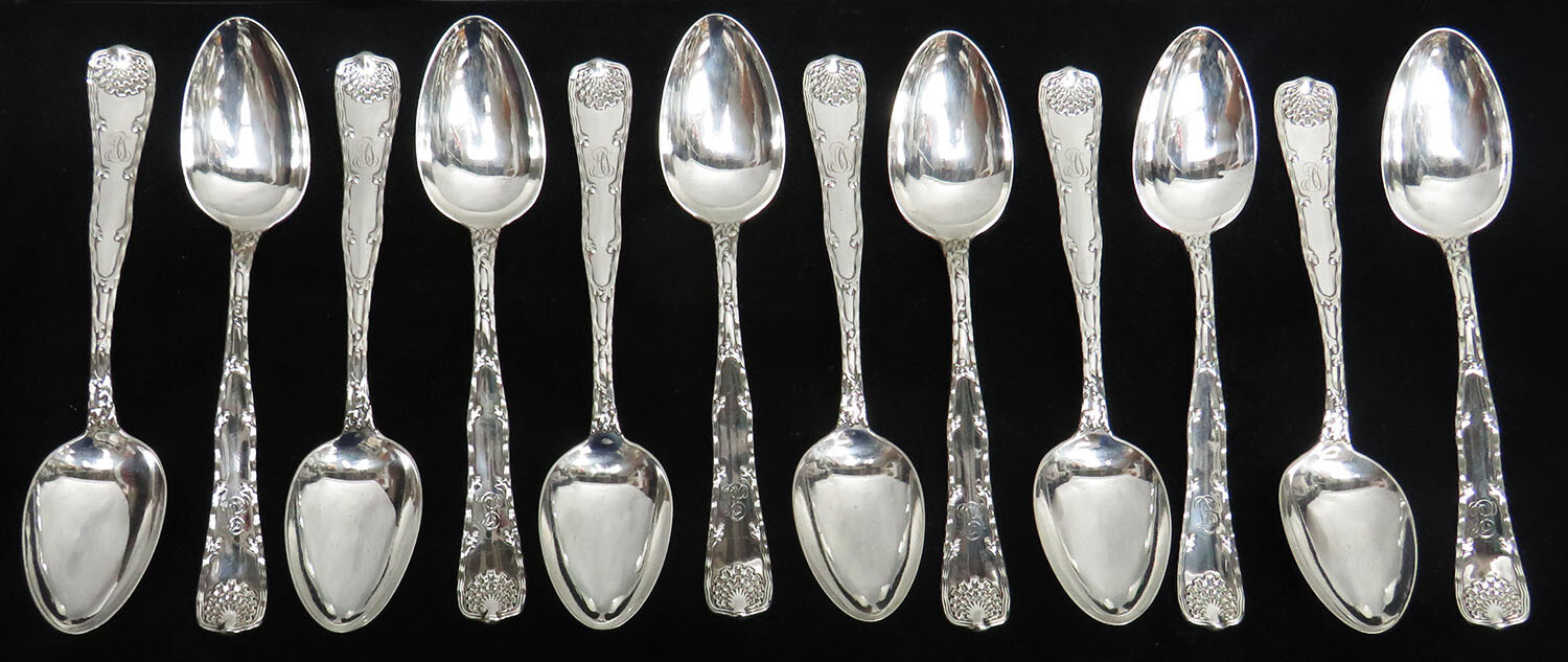 TIFFANY & CO WAVE EDGE (12) STELRING SILVER 8 5/8" TABLESPOON / DESSERT
