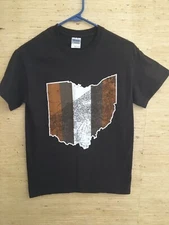 Unisex Gildan Ultra Cotton "OHIO" Emblem Brown Tee Shirt Size S
