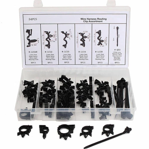 Car Body Wiring Harness Fastener Wire Loom Routing Clips Retainer w/Cable Ties. - Bild 7 von 9