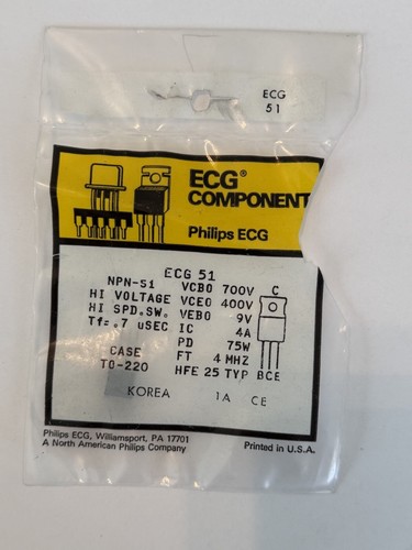 Philips Computer Component Transistor Semiconductor ECG 51