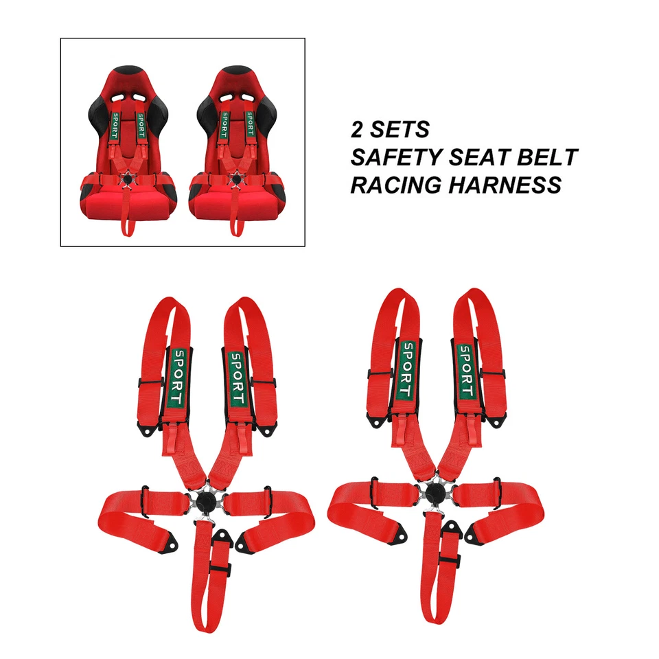 2X 5 Point 3" Safety Racing Seat Belt Harness Red ATV BUGGY OFF ROAD RZR Polaris - Image 2 of 4