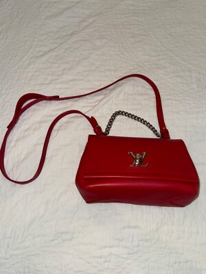 Red Louis Vuitton Lockme Chain Bag