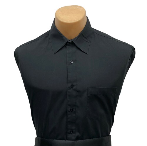 Men's Black Laydown Collar Formal Tuxedo Dress Shirt with Pocket *Choose Size*