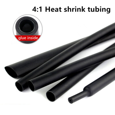 4:1 Black Heat Shrink Tubing Dual Wall Adhesive Glue tube Marine waterproof