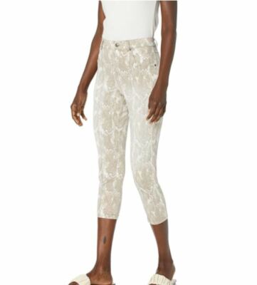 HUE U22479 High Rise Denim Capri Leggings Faded Python Taupe ( XL ) 