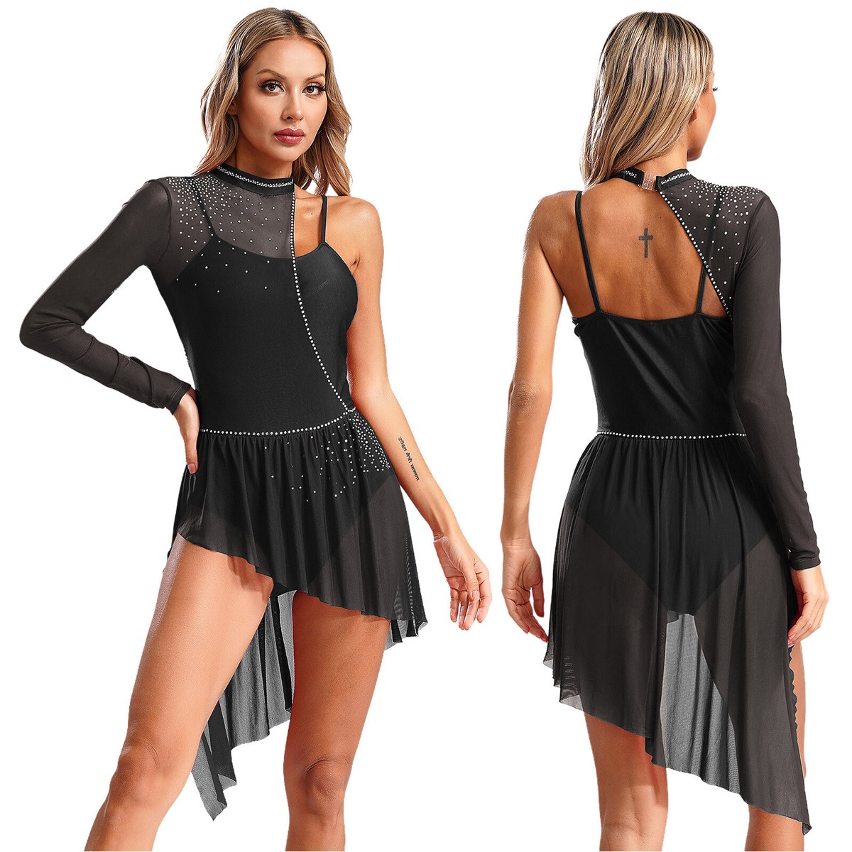 Kinderen Meisjes Ballet Lyrische Dans Jurk Gymnastiek Leotard met Rok Transparante Mesh Kunstschaatsen Moderne Hedendaagse Dans Kostuum – koop de beste producten in de online winkel