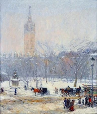 Snowstorm Madison Square New York City Painting by Frederick Hassam Reproduction