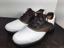 Footjoy GreenJoys Golf Shoes  White/Brown/Tan 45402 Men's Size 11.5 M Clean