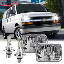 For Chevy Express Cargo Van 1500 2500 3500 Pair 7x6 5x7 LED Headlights Hi/Lo