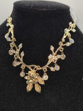 Disney Jewelry Beauty And The Beast Goldtone Girls Necklace Floral Design Ab