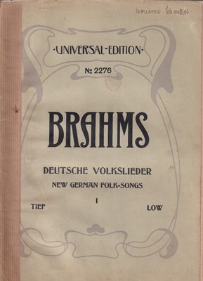 Brahms - Deutsche Volkslieder Band I / Universal Edition Nr. 2276 Notenheft