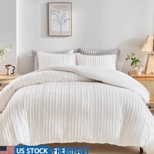 King Size Duvet Cover Set Microfiber Tufted Bedding W/ Hidden Zipper 3 Piece New