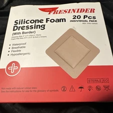 Ultra-Absorbent Silicone Foam with Adhesive Border - 4" x 4" (20 per Box)