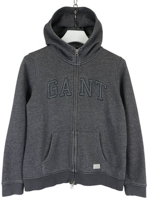 Gant Sweatshirt Herren M Grau mit Kapuze Reißverschluss Logo Tasche