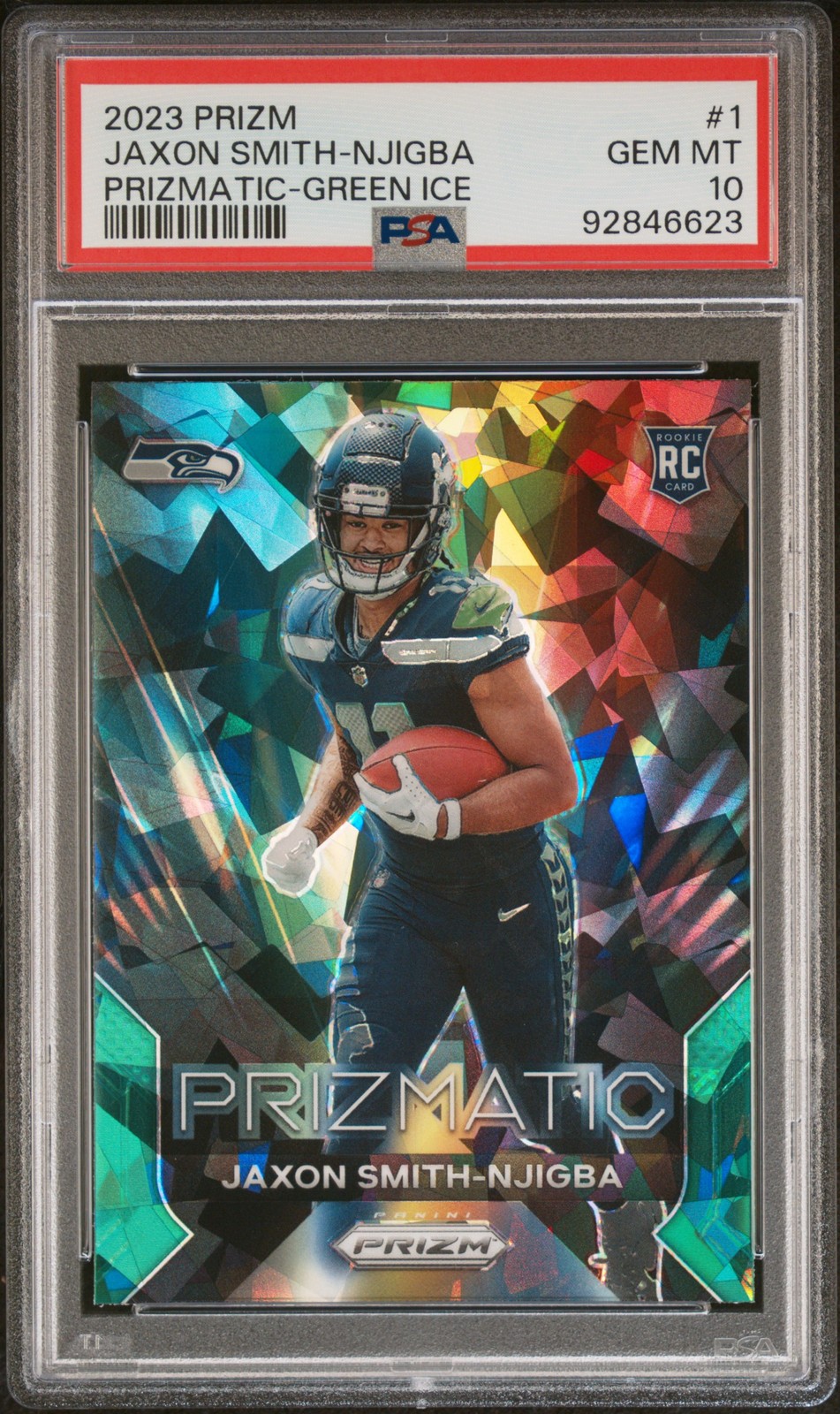 2023 Panini Prizm Prizmatic #1 Jaxon Smith-Njigba Prizmatic-Green Ice PSA 10
