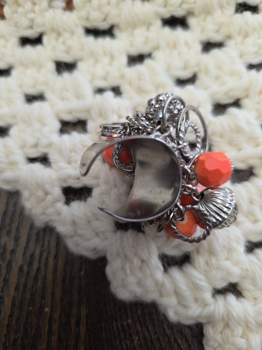 Chunky Charm Statement Ring Adjustable Silver Ton… - image 11