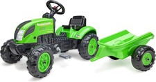 Country Farmer Tractor with Trailer - Green Outdoor Ride-on Pedal Tractor for