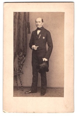 Photograph Veteran in Suit with Miniature Necklace and Knights of St. John Cross 