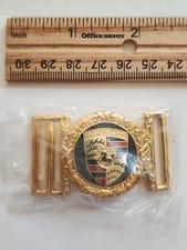 Vtg SOLID COPPER GOLD PLATED PORSCHE BELT BUCKLE NIP