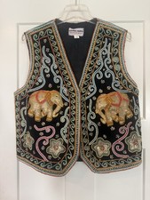 Carol Horn Vintage Boho Festival Elephant Vest Size M/L Handmade Costume Ethnic