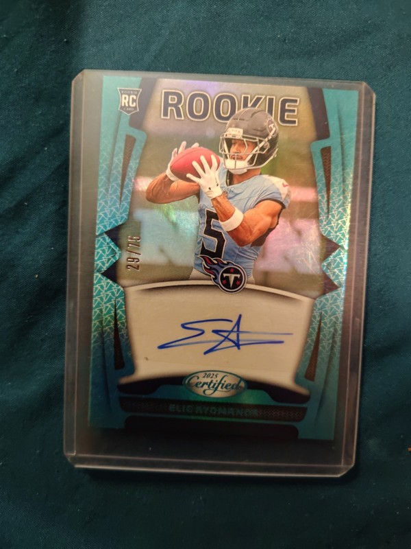 2025 Panini Certified Rookies Signatures Elic Ayomanor #RSI-EAR Mirror Teal /75