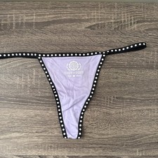 Pink By Victoria s Secret, Xl, Purple, Black, Trim, Cotton Thong Panties