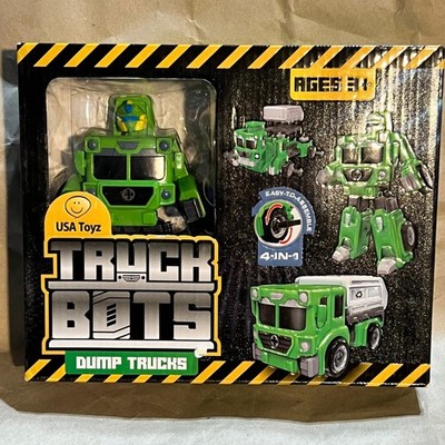USA Toyz Truck Bots 4-in-1 Transforming Robot Dump Truck Green Building Toy Set