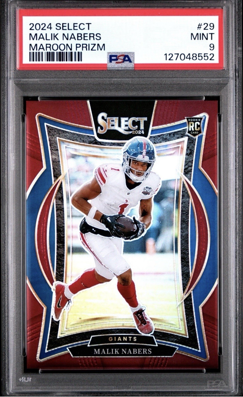 Malik Nabers RC 2024 Panini Select Prizm Maroon #29 PSA 9 /149 New York Giants