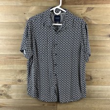 Denim  Flower Ricky Singh Mens Shirt Short Sleeve Button Up Geometric Large