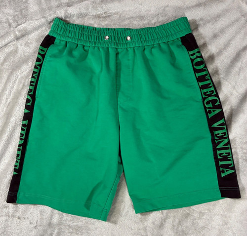 Bottega Veneta, Bottega Veneta Mens Pre-Fall 2022 Logo Side Stripe Shorts Green 2XL Italy