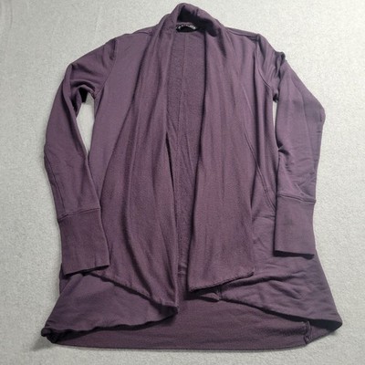 Athleta Pranayama Wrap Cardigan Plum Purple Modal Open Front Thumbholes XXS