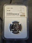1957 25c Proof Washington Silver Quarter - NGC PF68