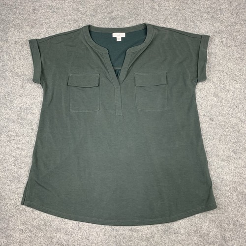 J. Jill Top Damen Größe XS Grün Kurzarm Modalmischung Strick Freizeit Mama