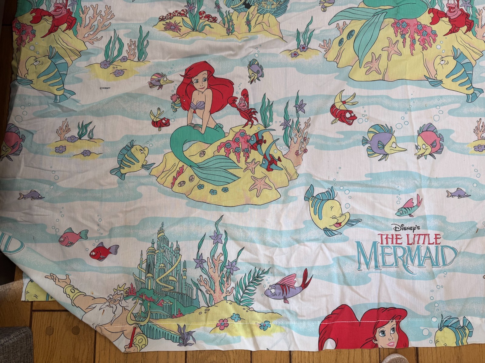 Vintage 90s Disney The Little Mermaid Twin Flat Sheet Only Poly Cotton: READ