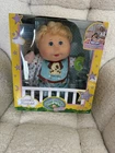 Cabbage Patch Kids Babies Doll Blonde Curly Hair Blue Outfit Pacifier Blanket