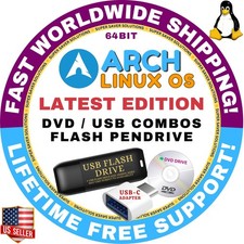 FAMOUS ARCH LINUX OS LATEST BUILD DVD/USB COMBOS, FAST SHIPPING
