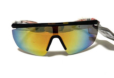 NEW Foster Grant Ironman IRONFLEX SUNGLASSES Black Multicolor Mirror Shield