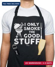 VAGAVY 100 Cotton, Black Funny Aprons for Men, Dad, Husband - Birthday, Father'