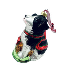 Bernese Mountain Dog Figural Blown Glass Christmas Ornament