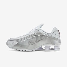 Nike Shox R4 White Metallic Silver Running Sneakers AR3565-101 Women's Sizes