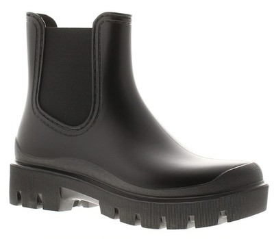 Grobe Damen-Gummistiefel Knöchel Stempel Slipper schwarz UK-Größe
