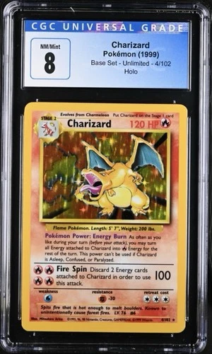CGC 8 Charizard 1999 Base Set 4/102 Holo Pokemon Card