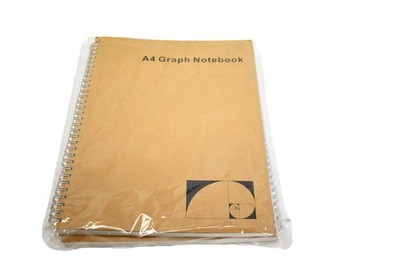 2 Mousbull A4 Brown Graph Notebooks 2 Pack Spiral Grid Paper Ink Proof School
