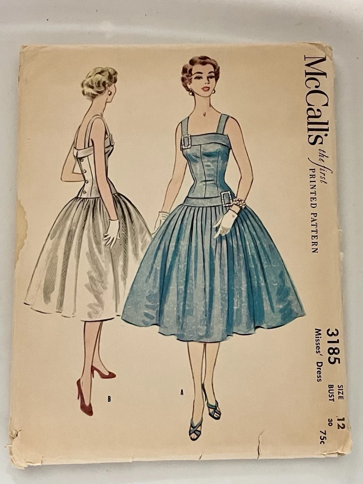 50’s CUFFED BODICE Eve Dress McCalls 3185 #VintageSewingPattern Women Drop Waist - Image 2 of 4